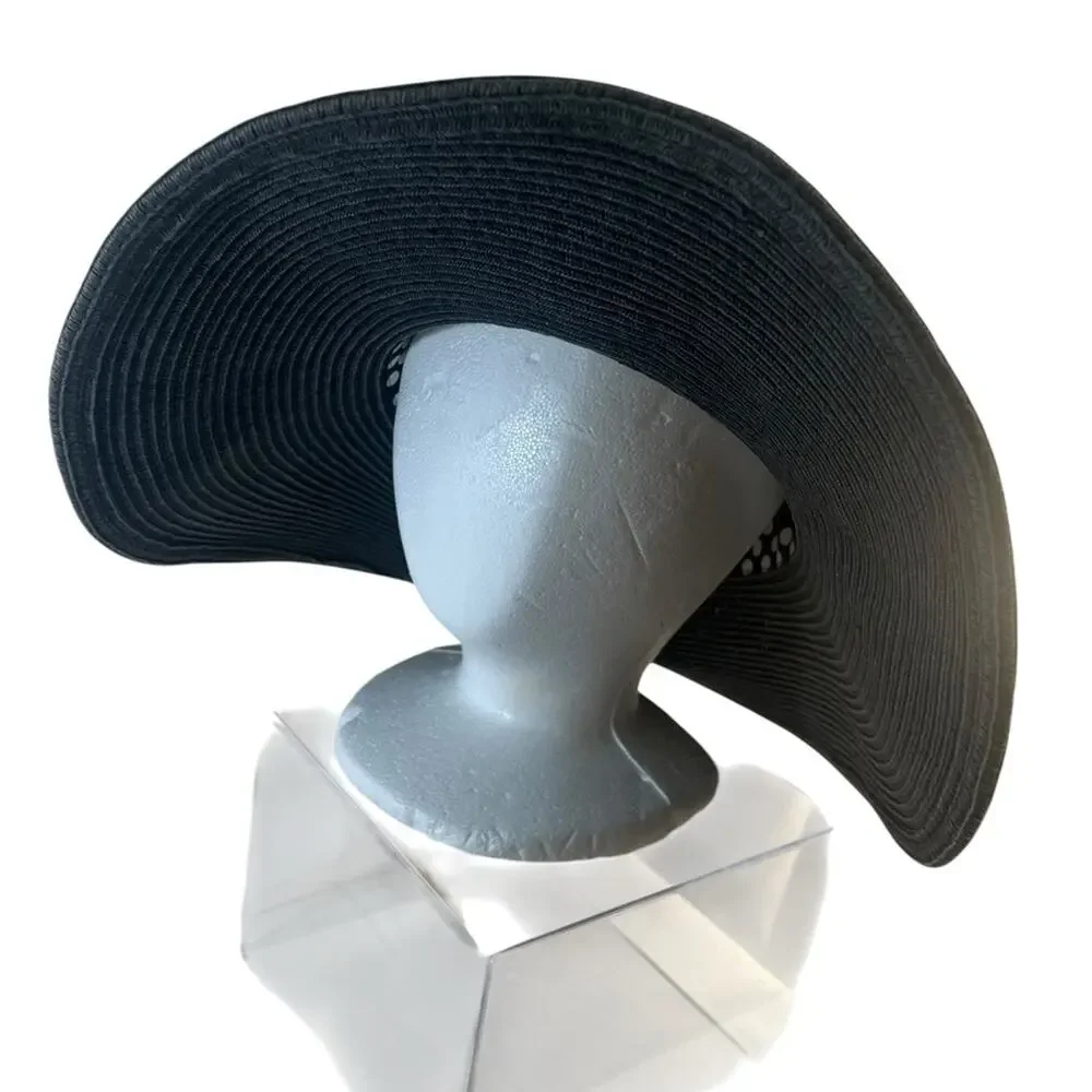 J. CREW Black FAUX STRAW SUN HAT SZ ONE SIZE